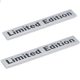 YUGEYE 2pcs Universal Limited Edition Logo Emblem Metal Badge Sticker Decal for Side Fender Trunk Compatible with Most Cars 4 x 0.6inch (Silver&Black)