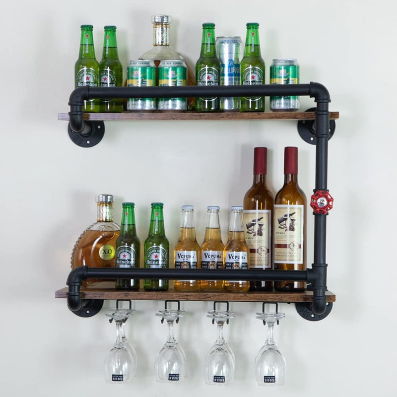 BOTAOYIYI Wine Rack Wall Mounted 2 Tier, Hanging Floating Small