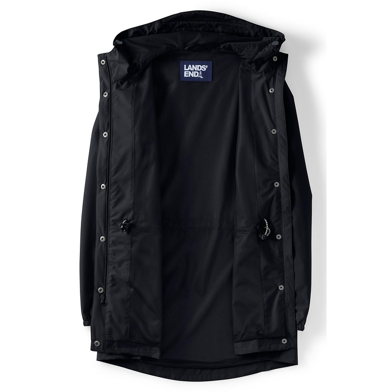 Lands' End Womens Packable Waterproof Raincoat Black Plus 2x