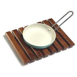 Set of 2 | Mountain Woods Handmade Adorable Rectangle Teak Wood Trivet for Hot Dishes, Pot Pan or Tea Pot Holder, for Any Kitchen Counter Top Décor, Approximately 8.5”X 7”