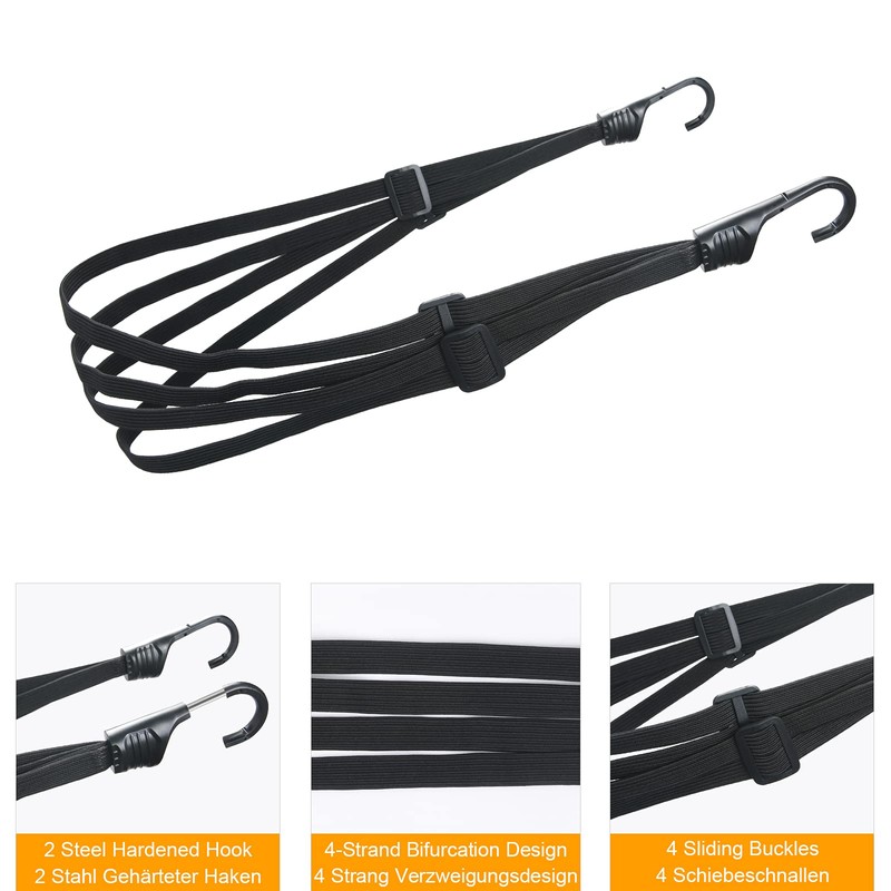 URAQT Bicycle Hooks Rope, 2 Pack Rubber Bungee Cords, Motorcycle