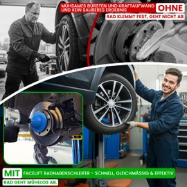 FACELIFT Wheel Hub Grinder Diameter 150 mm - Includes Sanding Pad, Adapter & Bag - For Clean Wheel Attachment & Secure Rim Seat - Ideal for Changing Wheels on Car or Workshop (2 x Sanding Pads, 150 mm