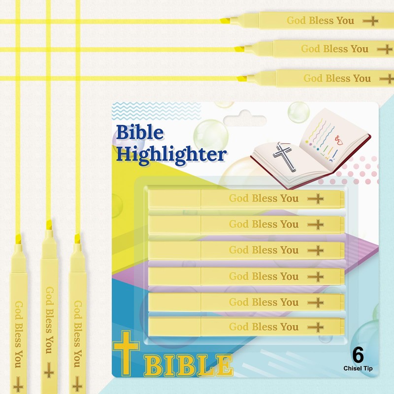 JIXZEN 6Pcs Aesthetic Highlighters, Yellow highlighter, No Bleed with Soft