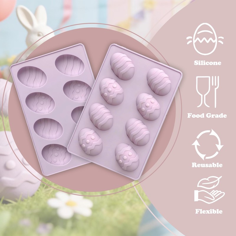 8 Cavity Easter Egg Silicone Mold (2Pack)