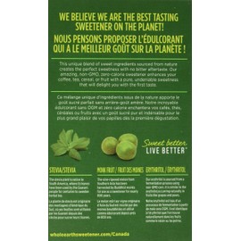 Whole Earth Sweetener Company Stevia & Monk Fruit Sweetener, Erythritol Sweetener, Sweet Leaf Stevia Packets, Sugar Substitute, Natural Sweetener, 80-Count