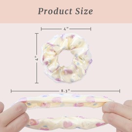 Mirlern 10-Piece Oversized Chiffon Scrunchies for Women and Girls, Cute Jumbo Organza Hair Ties Rope No Damage No Crease Hair Accessories Ponytail Holder (Rose Style)