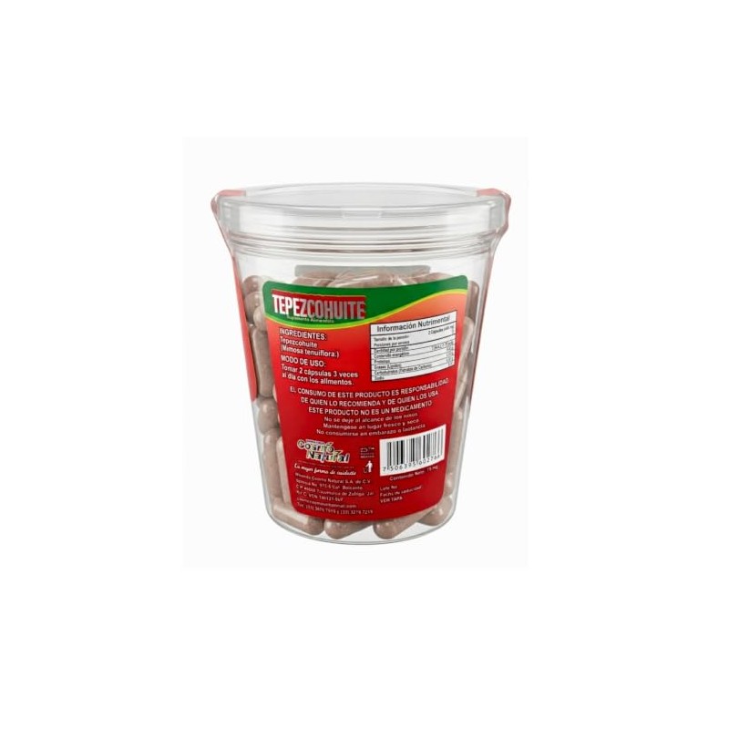 Tepezcohuite Cosmo Natural, Suplemento Alimenticio 150 Cápsulas