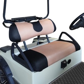 CLUBRALLY Golf Cart Seat Cover for Club Car, EZGO, Yamaha, Large Breathable Bench Seat Covers, Washable Polyester Mesh Cloth without Logo-Beige Yellow&Black