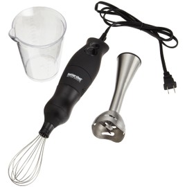 Better Chef Immersion Blender with Whisk Attachment | 2-Speed 200-Watt Motor | Stainless Blending & Whisk Attachment | Rubberized Grip | Measuring Cup (Black)