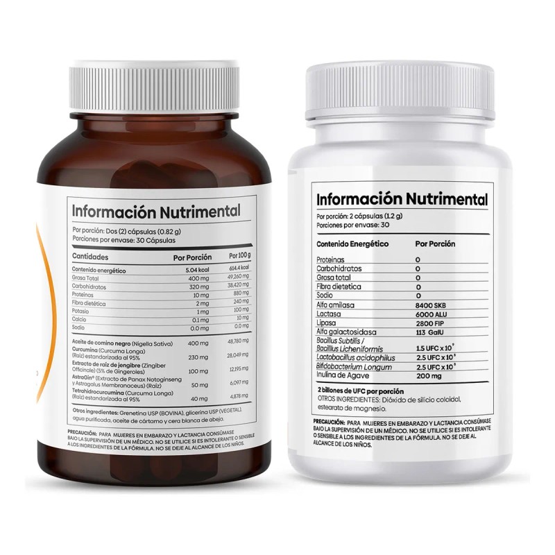 Pack Curcumina Max Nutrientes Vidalabs México Y Probioticos Avanzados Laboratorios