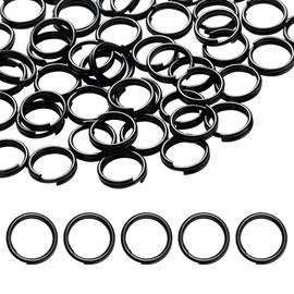 50 Pieces Black Split Rings 10 mm Metal Round Key Rings Small Key Chain Rings for Keys Organization DIY Crafts Accessories