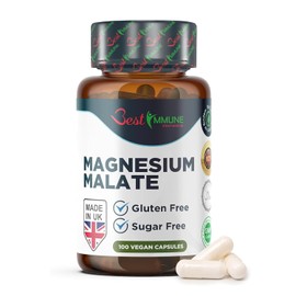 Best Immune Natural Magnesium Malate 500 mg Increased Bioavailability 100 Vegan Capsules