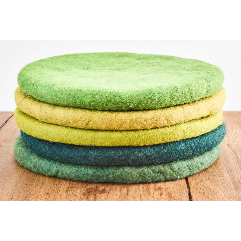 feelz Seat Cushion Round Felt Various Shades of Green 100%