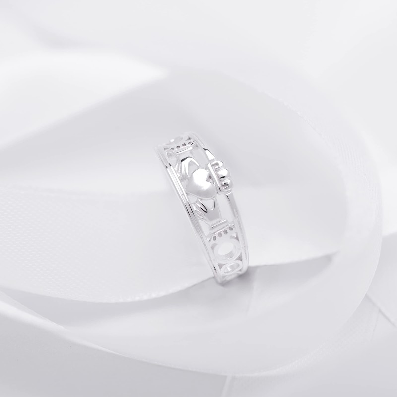Aeon Jewellery Claddagh Band Ring - 925 Sterling Silver Heart