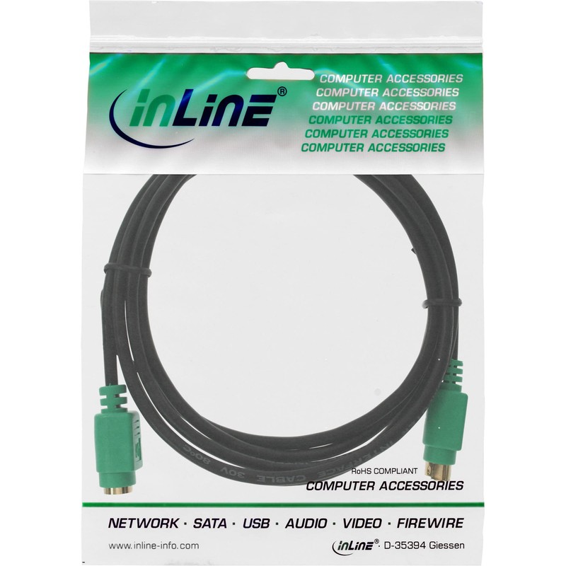 InLine 13343H PS/2 Extension Male/Female 3 m PC99 Green Plug