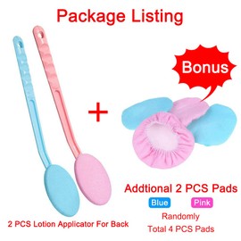 Eyxformula 2 Pcs Back Lotion Applicator with Long Handle & 2 Replacement Pads for Self-Tanning, Sunscreen, Cream, Moisturizer – Easy Reach Body Lotion Applicator for Back, Feet & Hard-to-Reach Areas