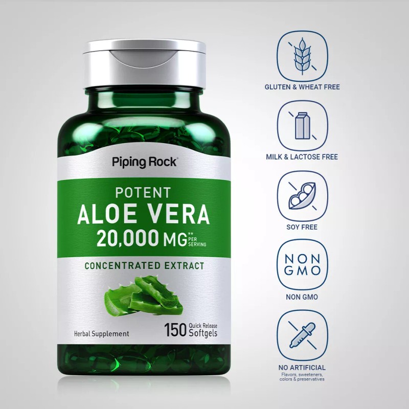 Piping Rock Aloe Vera Capsules | 20000mg | 150 Softgels