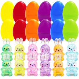 PARSUP 12PCS Easter Marble Eggs with Fidget Bunny for Easter Theme Party Favors, Supplies for Easter Egg Hunt, Basket Stuffers/Fillers, Classroom Prize Supplies Toddler Boys Girls