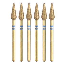 sourcing map 6pcs 120-140 Grits Diamond Grinding Bit 4.2mm Bullet-Head 2.35mm Shank 12mm Length Titanium Plated Stone Sanding Drill Bits Rotary Tool for Nails Grinding Polishing, Blue