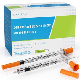 U-100 1cc Syringes with 31G 5/16 Inch Needle, Individually Packed, Pack of 100