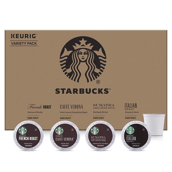 Starbucks Dark Roast K-Cup Coffee Pods — Variety Pack for Keurig Brewers — 1 box (96 pods)