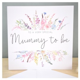 Very Special Mummy To Be Card | Pregnancy Congratulations | Baby Shower Card | Rainbow Spring Summer Florals | Square Modern Greeting Card