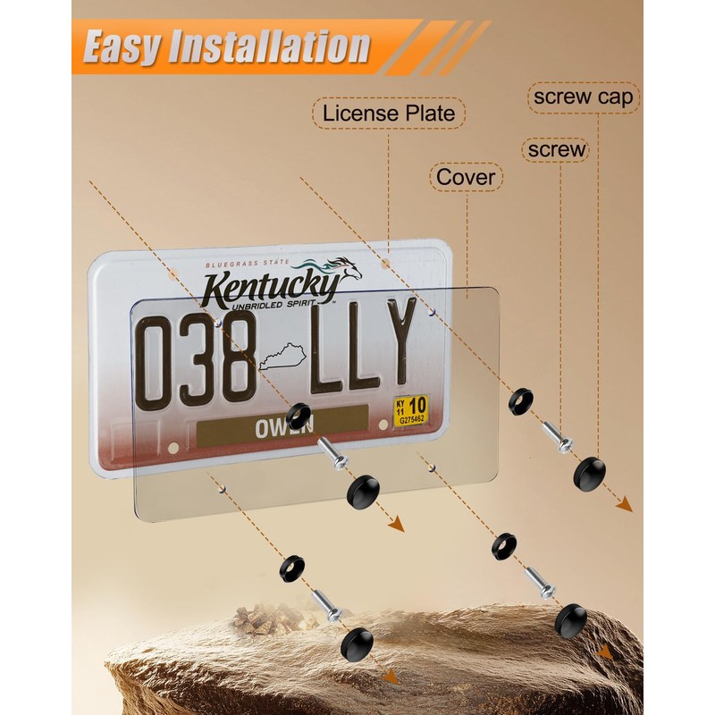 2 Transparency Flat License Plate Frame, ABS Car Front/Rear License