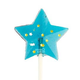 Sparkly Navy Star Lollipops, Blue Raspberry Flavor, 2" Lollipop, 24 Pieces, Handcrafted In USA