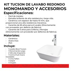 Ceramosa Kit Lavabo Ovalin + Monomando+ Contra + Cespol Baño Ceramosa