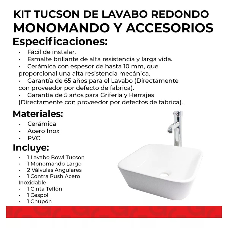 Ceramosa Kit Lavabo Ovalin + Monomando+ Contra + Cespol Baño