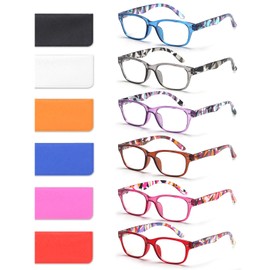 BLOEXCLU 6 Pack Reading Glasses for Women Men Blue Light Blocking Spring Hinge Computer Readers, Anti Eyestrain/Glare (6 Mixed C9, 2, Diopters)