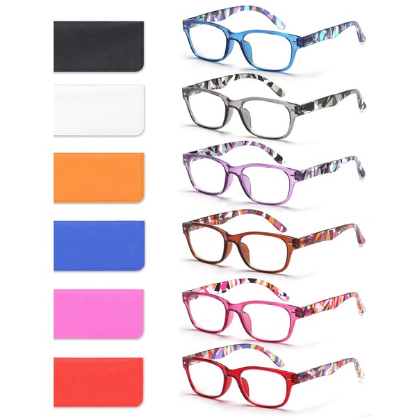 BLOEXCLU 6 Pack Reading Glasses for Women Men Blue Light
