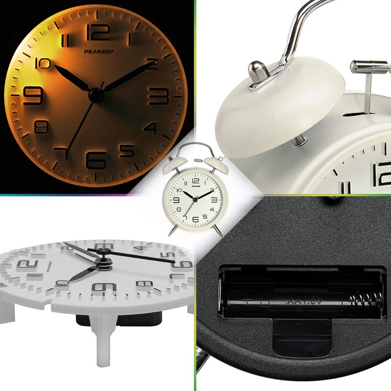 Peakeep 4 Inches Twin Bell Loud Alarm Clock for Heavy