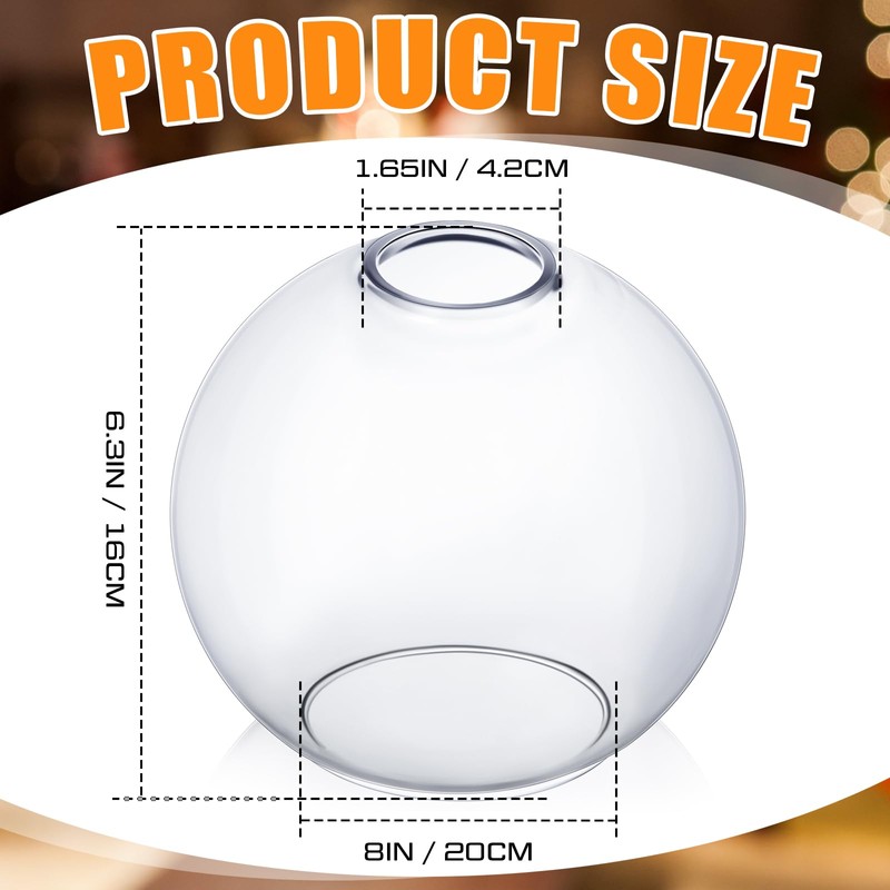 Glooglitter 4 Pack Fixture Replacement Globe Shade 8 Inch Diameter
