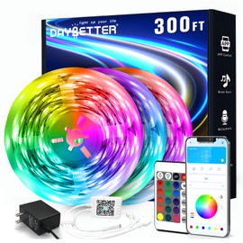 DAYBETTER Led Strip Lights 300 ft (3 Rolls of 100 ft) Color Changing Lights Strip for Bedroom, Desk, Indoor Room Bedroom Valentine Decor, with Remote and 24V Power Supply