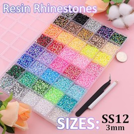 40000 piezas 40 colores de diamantes de imitación en gel para embellecer, gemas multicolores de 3 mm de resina de parte trasera plana para arte con di