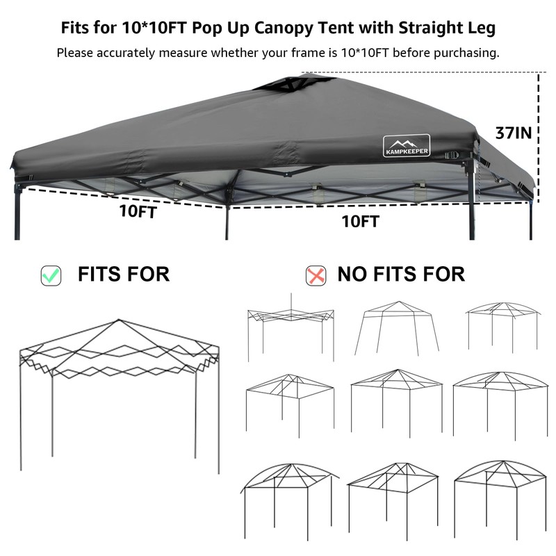 KAMPKEEPER Replacement Top Pop Up Canopy Tent Cover Roof with