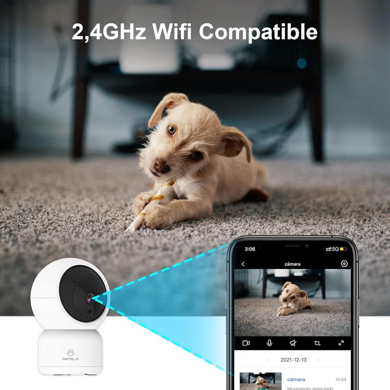 ANTELA 3MP Indoor Surveillance Camera, 2.4 GHz WLAN Camera, 2-Way
