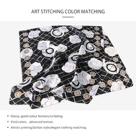 LumiSyne Silk Scarf Women's Warm Soft Silk Scarf Artistic Ink and Wash Painting Elegant Style Floral Pattern As Stole Neckerchiefs Sun Protection Cape All Year Round, Camellia/Checked