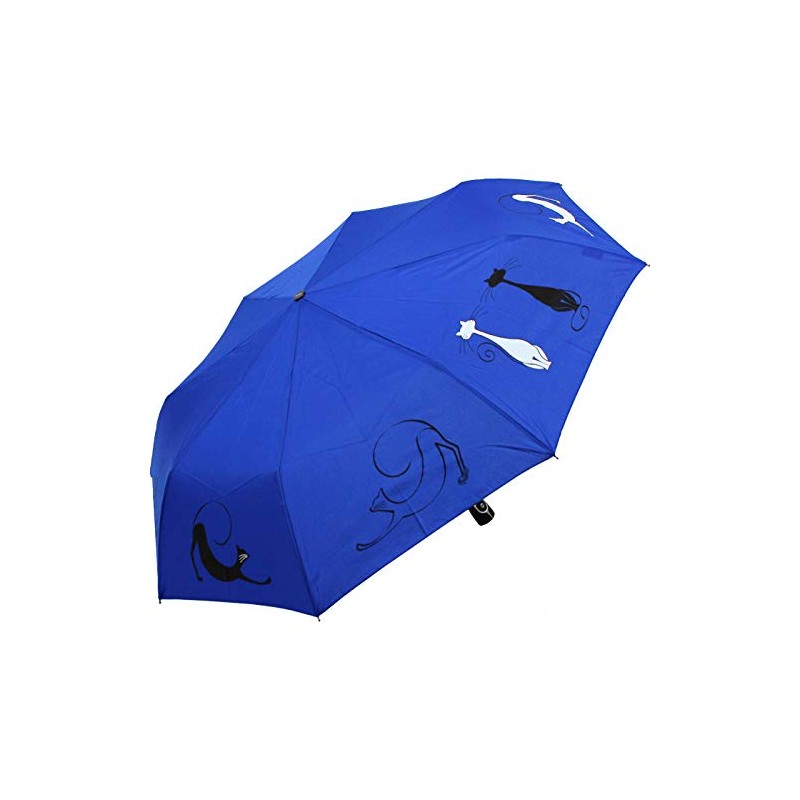 Doppler Mini Pocket Umbrella Open-Close Automatic Cats Friends, Blue, cat-themed