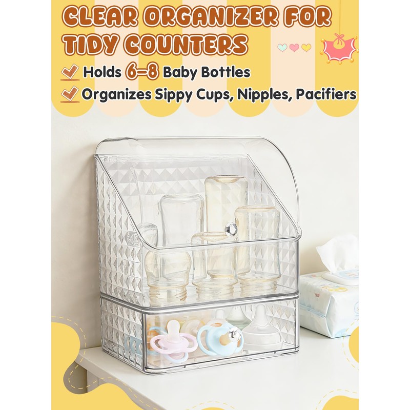 Flip-top Baby Bottle Organizer for 6 to 8 Bottles -