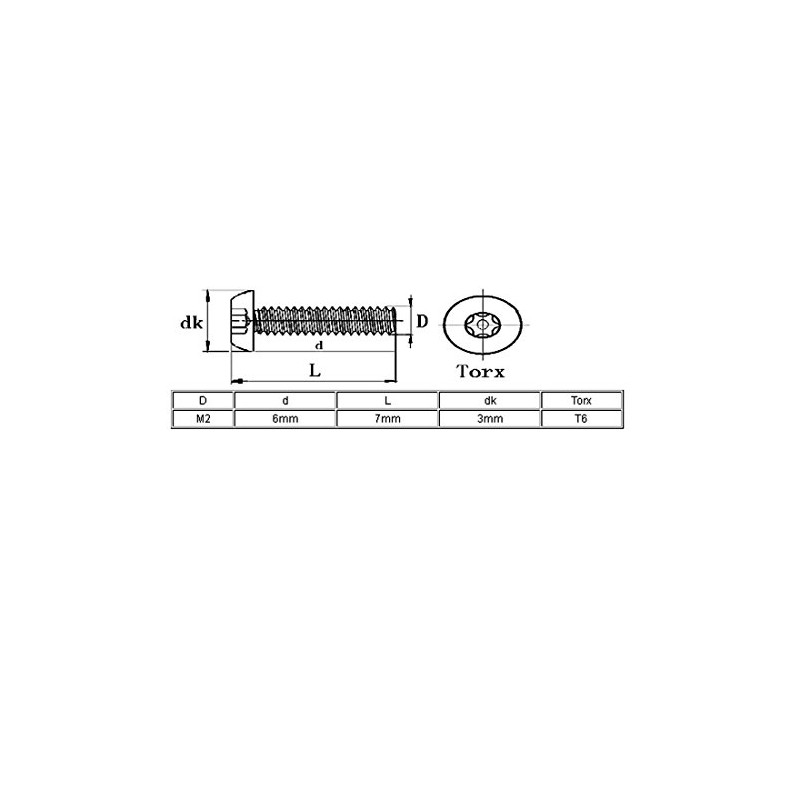 uxcell M2x6mm 304 Stainless Steel Button Head Torx Security Machine