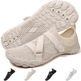 Zapatos de Agua para Hombre y Mujer, Calzados Antideslizante para Natación, Playa, Zapatos Acuáticos Descalzos Transpirable y Secado Rápido para Kayak, Buceo, Surf, Yoga, Swim, Water Sport(Beige)