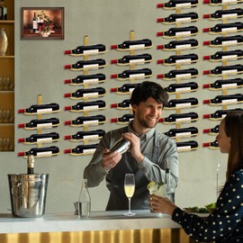 KHayRovies Wine Rack Wall Mounted for 8 Wine Bottles, Metal Wall Hanging Wine Holder Storage, Wine Organizer Shelf for Kitchen Dining Room Bar (Golden)