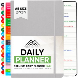 2024 Daily Planner - Undated Daily Planner with Daily Task List & Hourly Schedule - Best Day Planners For Daily To Do List Management & Productivity - 6-Month A5 Size 5.3" x 8.3" - Productivity Store