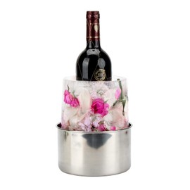 Kcgani Ice Mold Wine Bottle Chiller Champagne Ice Bucket Mold, DIY Ice Mold with Flowers Fruits Theme Decors for Wine Champagne Cocktails, Wine Bucket Chiller for Parties Bar Wedding Festival Holiday
