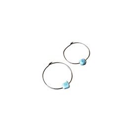 Natural Larimar Minimalist Stainless Steel Hoop Earrings
