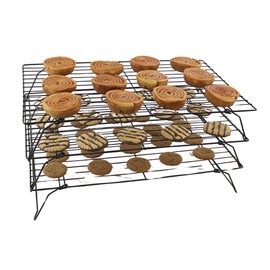 Dependable Industries 3-Tier Stackable Metal Cooling Rack - Non-Stick & BPA-Free - Heat-Resistant, Food-Safe Design for Baked Goods: Cookies, Muffins, Cakes, Breads, and Biscuits