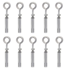 10 Pack M8 Concrete Eye Bolt, 5/16" 105mm Shoulder Eyebolt Screw Stainless Steel Wall Concrete Brick Anchor, Heavy Duty Eyebolts Expansion Lifting Ring Bolts Fastener
