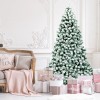 Costway 7.5Ft Pre-Lit Premium Snow Flocked Hinged Artificial Christmas Tree